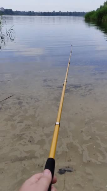 Риболовля Рибальський Стрижень Вода Рибалка Березі — стокове відео