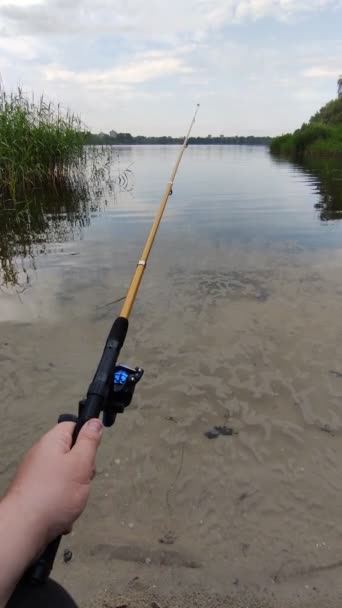 Fishing Fishing Rod Water Fisherman Shore — Stock Video