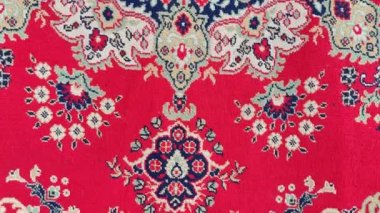 Halıdaki desen. Eski yün halı. Klasik el yapımı halı. Kumaştaki antik süs