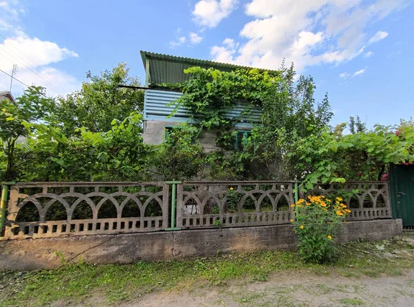 Old Fence House Old Gate House Overgrown Fence Gate — Stock Photo, Image