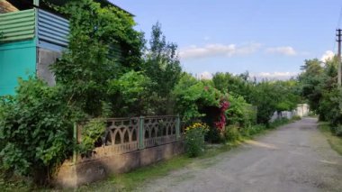 Evin yakınındaki eski çit. Eski kapı ve ev. fazla gelişmiş çit ve kapı