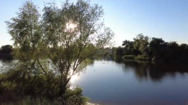 Nehirli sonbahar manzarası.
