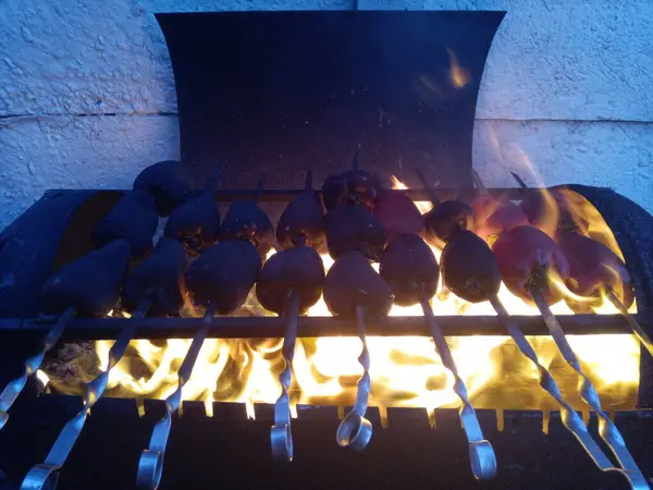 Fried Vegetables Grilled Vegetables Cooking Food Fire — Stock Photo, Image