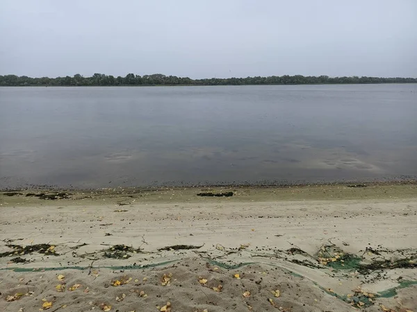 Plage Vide Plage Automne Paysage Nuageux Sur Plage — Photo