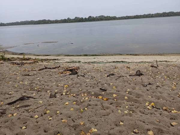 Prázdná Pláž Pláž Podzim Zamračená Krajina Pláži — Stock fotografie