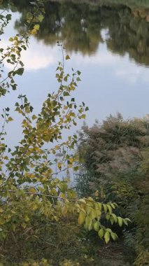 Su ve kasvetli gökyüzü manzarası. Mavi gökyüzünde manzaralı beyaz bulutlarla mükemmel derin mavi denizin üzerinde destansı bir uçuş. Uzakta görülen sonsuz ufuk. Suyun aktığı sakin nehir sahnesi.