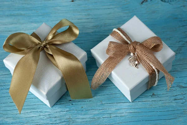 Gift boxes with ribbon — Stock Photo, Image