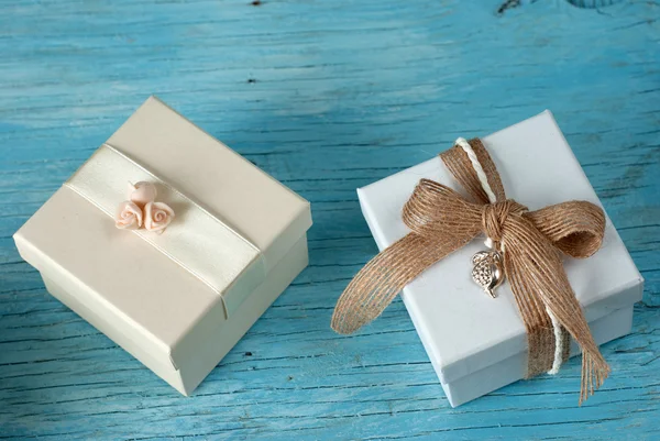 Gift boxes with ribbon — Stock Photo, Image