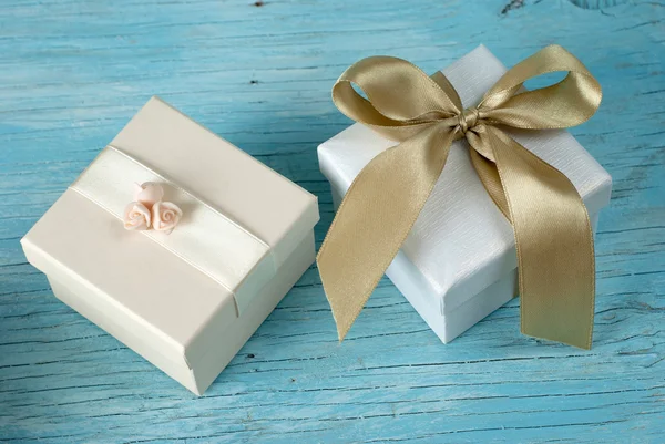 Gift boxes with ribbon — Stock Photo, Image