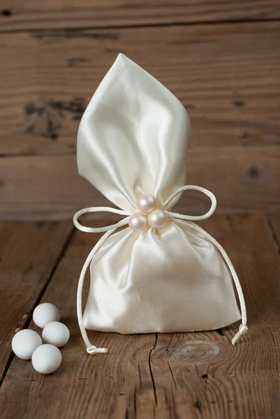 Fabric pouch wedding favor — Stock Photo, Image