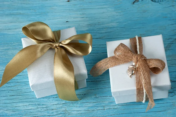 Gift boxes with ribbon — Stock Photo, Image