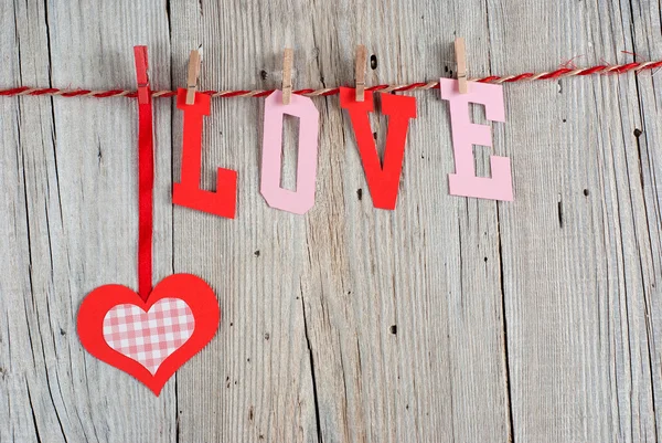 Word LOVE and hearts — Stock Photo, Image