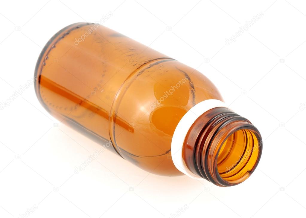 Medicine bottle of brown glass