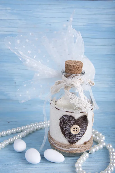 Glass bottle wedding favor christening — Stock Photo, Image