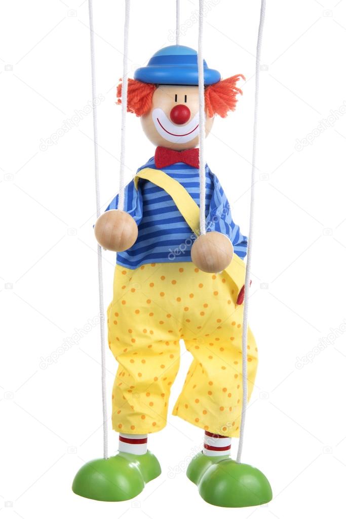 Clown puppet isolated on white background