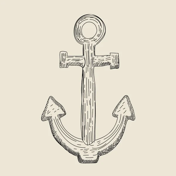 Incisione isolata Vintage Marine Anchor. Vettore — Vettoriale Stock