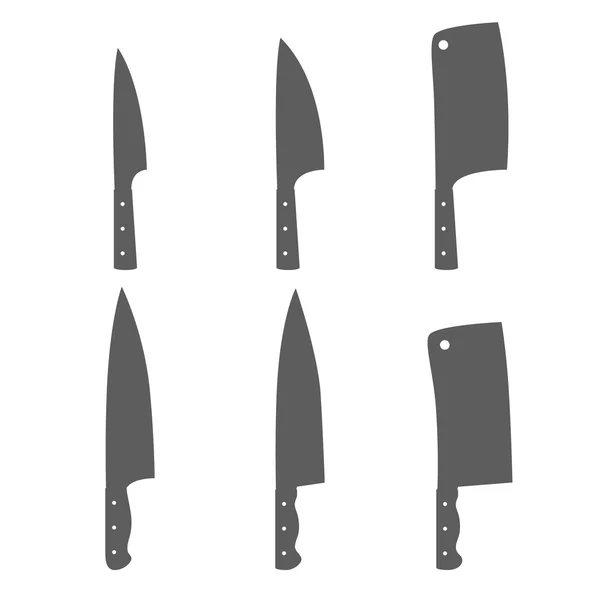 Set de seis cuchillos de cocina vector — Vector de stock