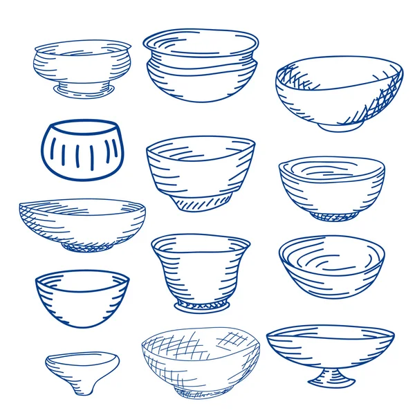 Illustration dessinée à la main des tasses — Image vectorielle