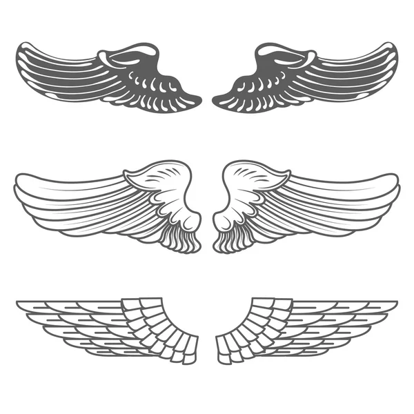 Set of wings isolated on white — Stock Vector