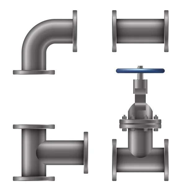 Элементы трубопроводов, изолированные на белом фоне — стоковый вектор