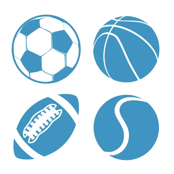 Juego de pelotas deportivas Fútbol Baloncesto Fútbol americano Tenis — Vector de stock