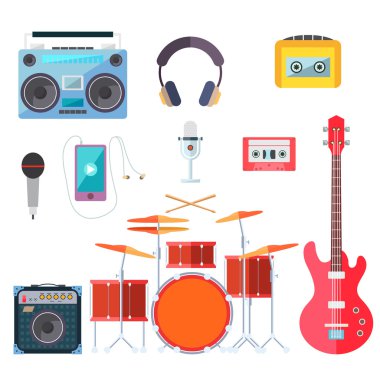 Müzik aletleri. Düz tasarım. Vektör