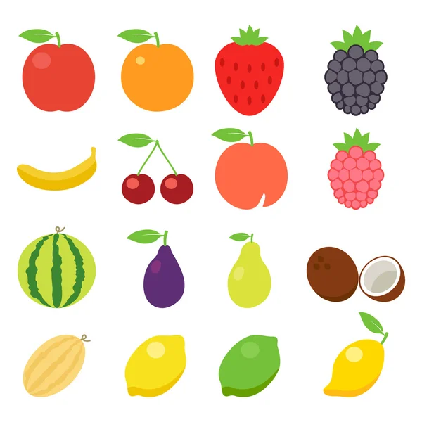 Conjunto de iconos de frutas. Vector — Vector de stock