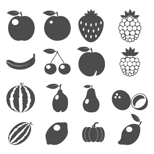 Vruchten pictogrammen instellen. Vector — Stockvector