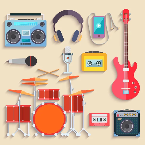 Musical instruments. Flat design. Vector — Stock Vector