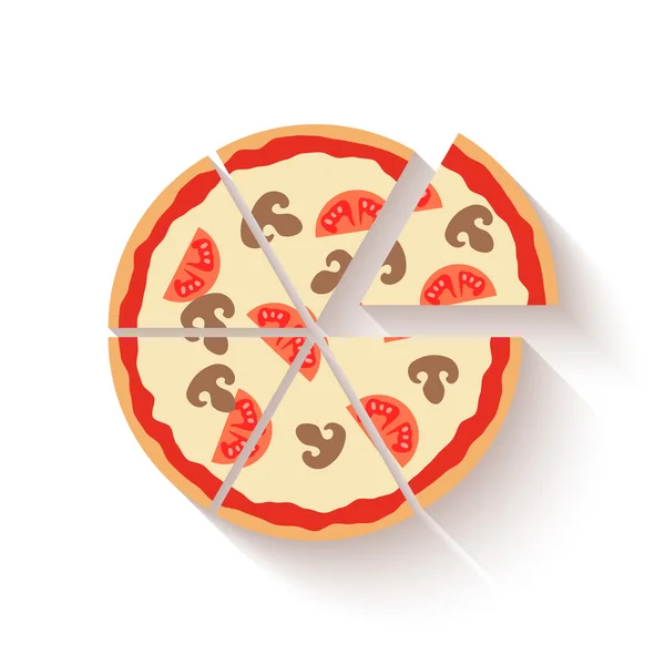 Flat design pizza icons isolated on white. Vector — Stock Vector