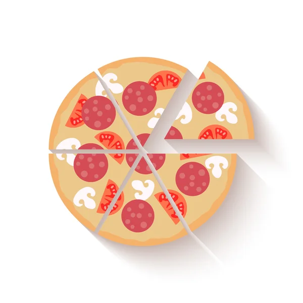Flat design pizza icons isolated on white. Vector — Stock Vector