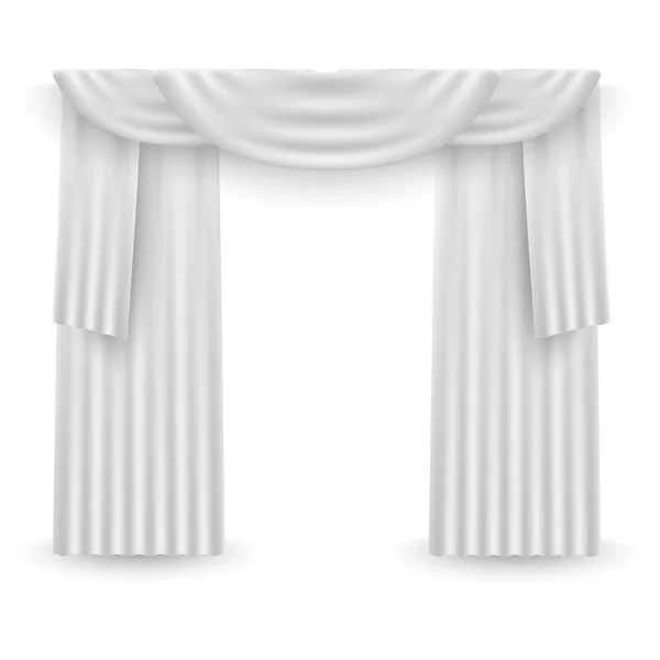 Cortinas blancas sobre fondo blanco. Vector — Vector de stock