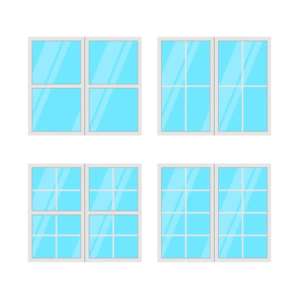 Conjunto de ventanas aisladas sobre fondo blanco. Vector — Archivo Imágenes Vectoriales