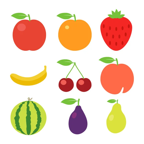 Conjunto de iconos de frutas. Vector — Vector de stock