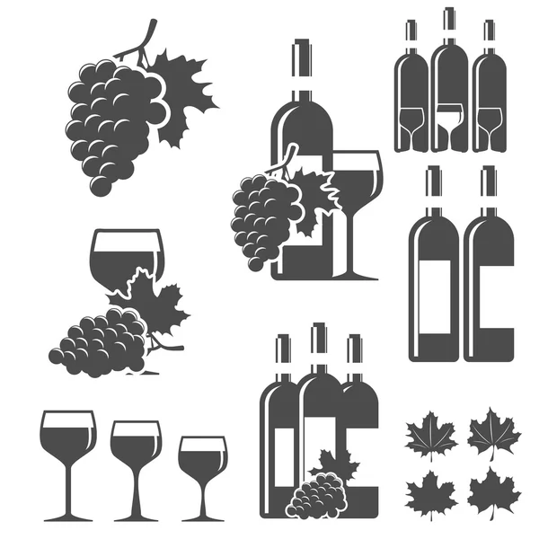 Set di segni di vino, distintivi ed etichette. Vettore — Vettoriale Stock