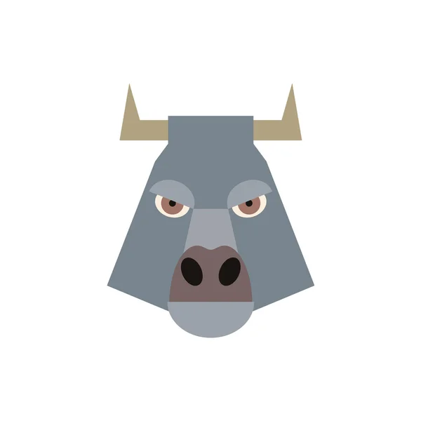 Cabeza de toro de dibujos animados aislada sobre fondo blanco. Diseño plano. Vector — Archivo Imágenes Vectoriales