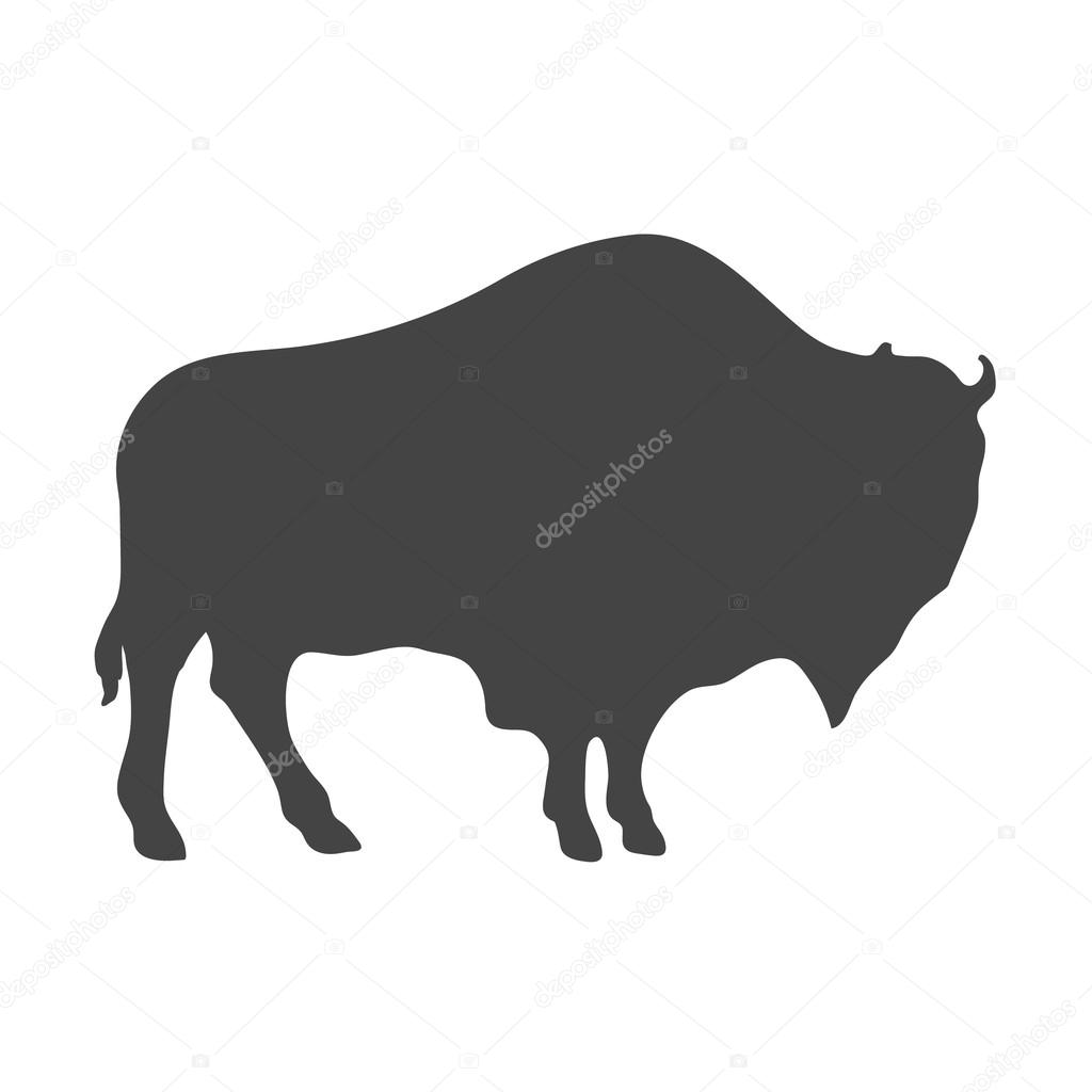 Bison Silhouette isolated on white. Vector