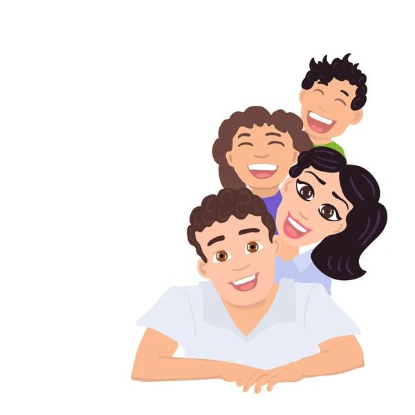 Feliz padre de familia, madre, hija e hijo. Vector — Vector de stock