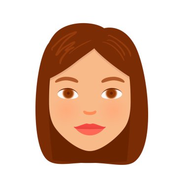 Beyaz arka plan üzerinde izole karikatür kadınlar yüz. Vektör