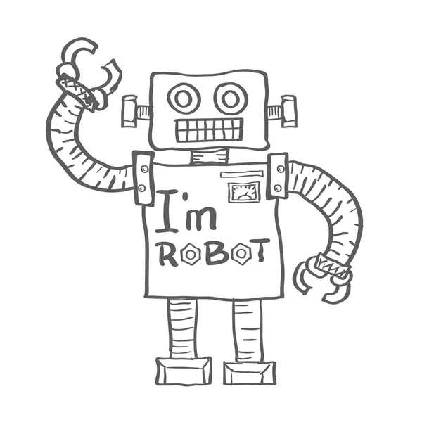 Hand getrokken Robot geïsoleerd op een witte achtergrond. Vector — Stockvector