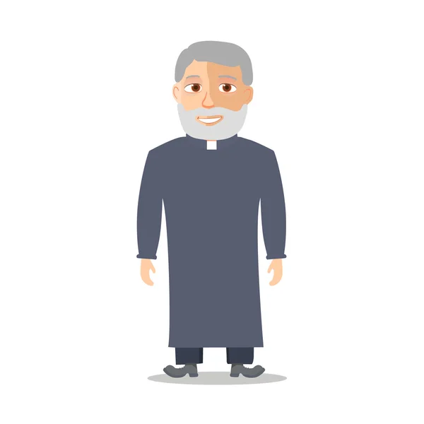 Cartoon karakter oude man als een priester. Vector — Stockvector
