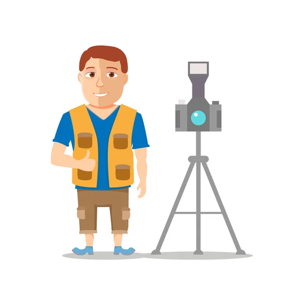 Fotograaf mannen stripfiguur geïsoleerd op een witte achtergrond. Vector — Stockvector