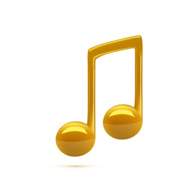 3d Altın Müzik Vektörü beyaz arkaplanda izole edildi