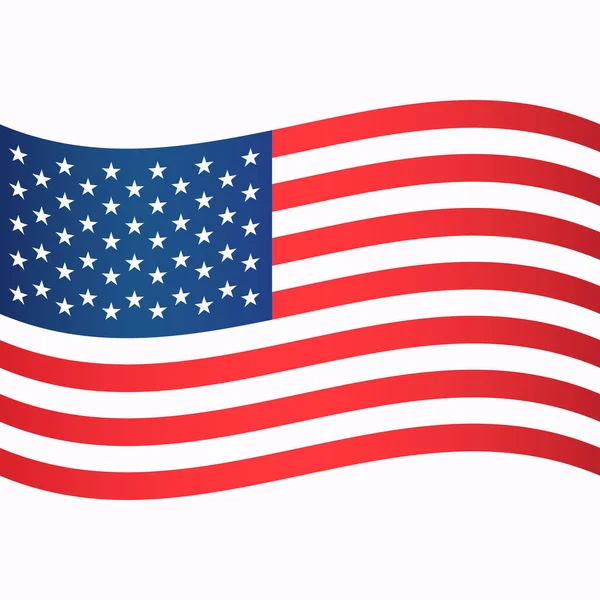 Imagen vectorial de la bandera americana ilustración en blanco — Vector de stock