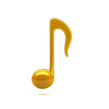 3d Altın Müzik Vektörü beyaz arkaplanda izole edildi