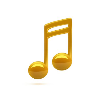 3d Altın Müzik Vektörü beyaz arkaplanda izole edildi