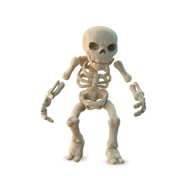 Cartoon Skeleton na bílém pozadí 3d vykreslení — Stock fotografie