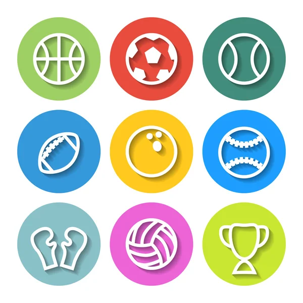 Conjunto de ícones de esportes planos. Vetor — Vetor de Stock