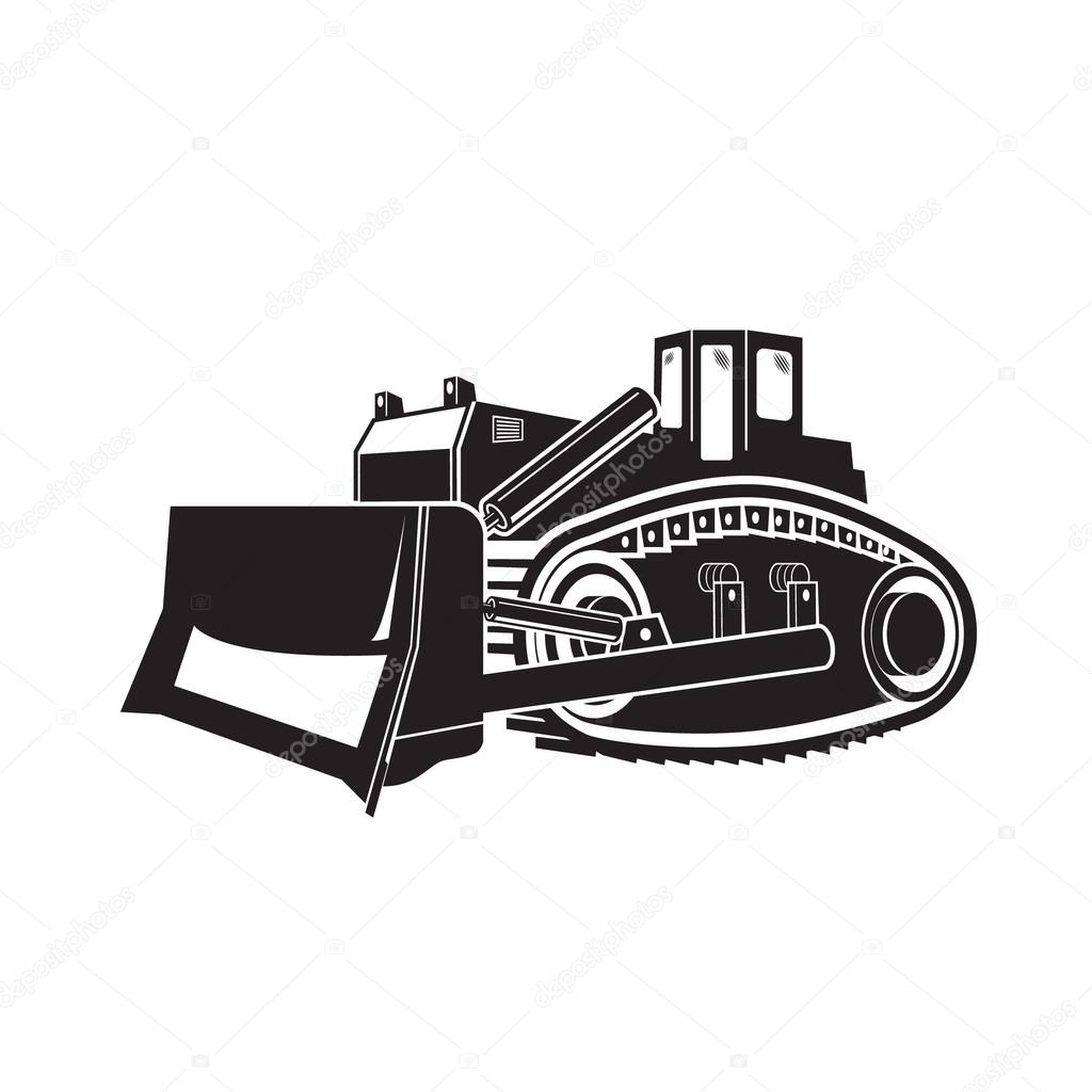 Bulldozer illustration isolated on white background. Vector