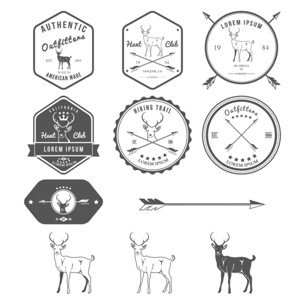 Iconos de ciervo vintage — Vector de stock